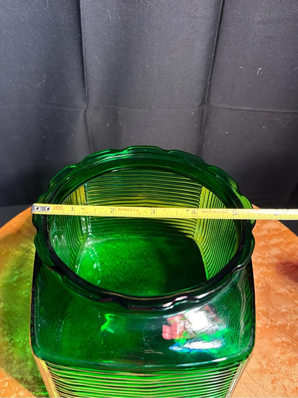 Vintage Green Ribbed Hoosier Glass Spice Canister Jar ALR Co R-17